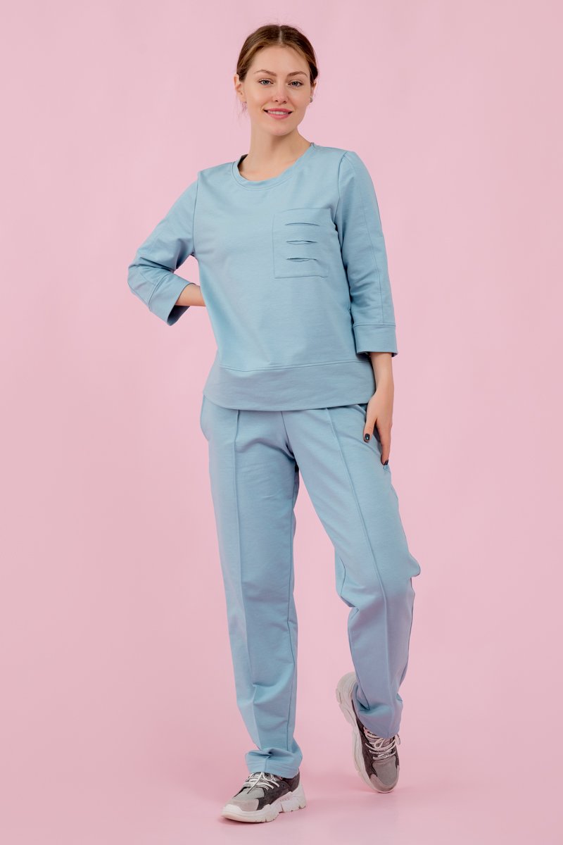 Брюки трикотажные голубые