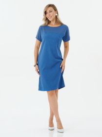 Платье с трикотажной кокеткой джинсовый